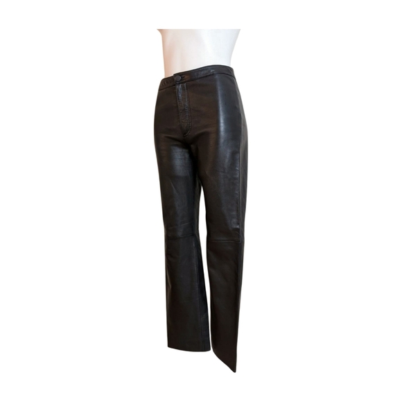 Michael Hoban for North Beach Leather Straight Leg Black Leather Pants Size 6 - Picture 4 of 9